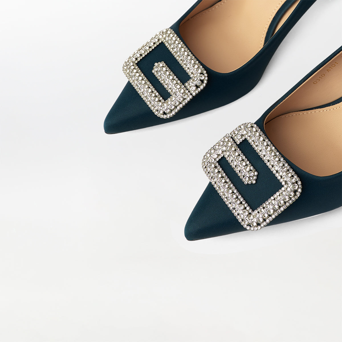 Buckle Embellished Court Shoes Blue - (CH239)