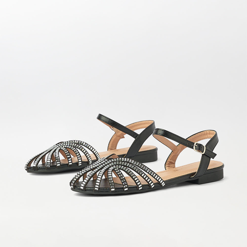 Rhinestone Embellished Cage Sandals - (FS73)