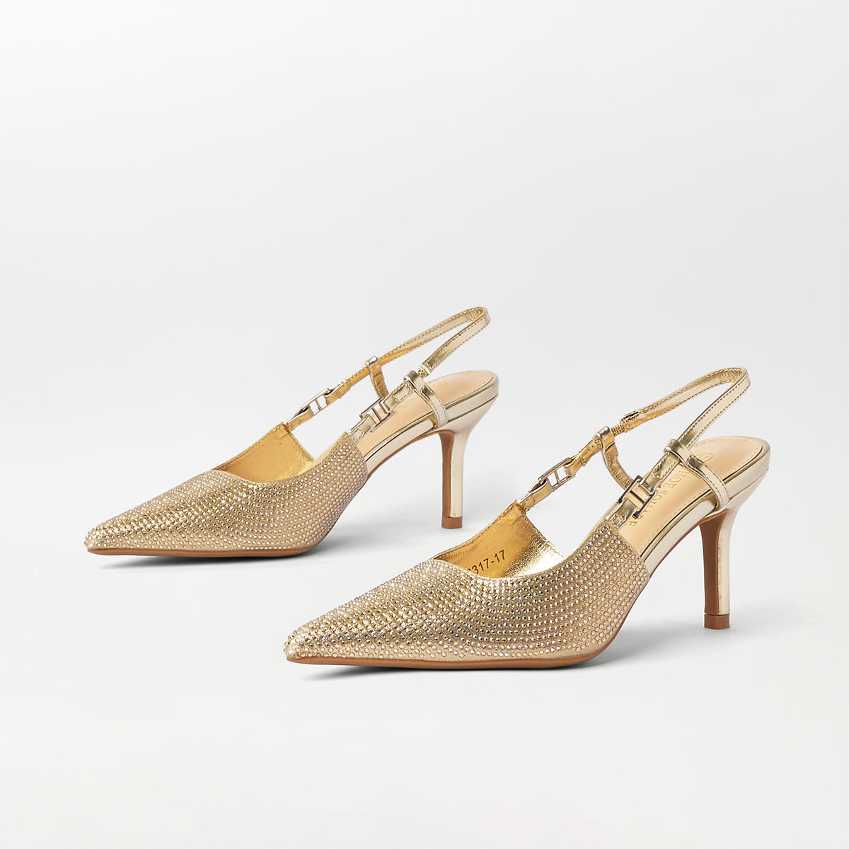 Embellished Slingback Kitten Heels Gold - (CH278)