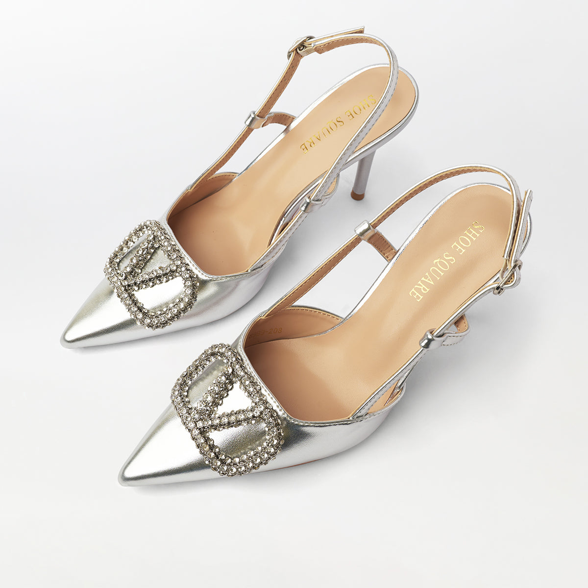 Broach Embellished Metallic Slingback - CH302