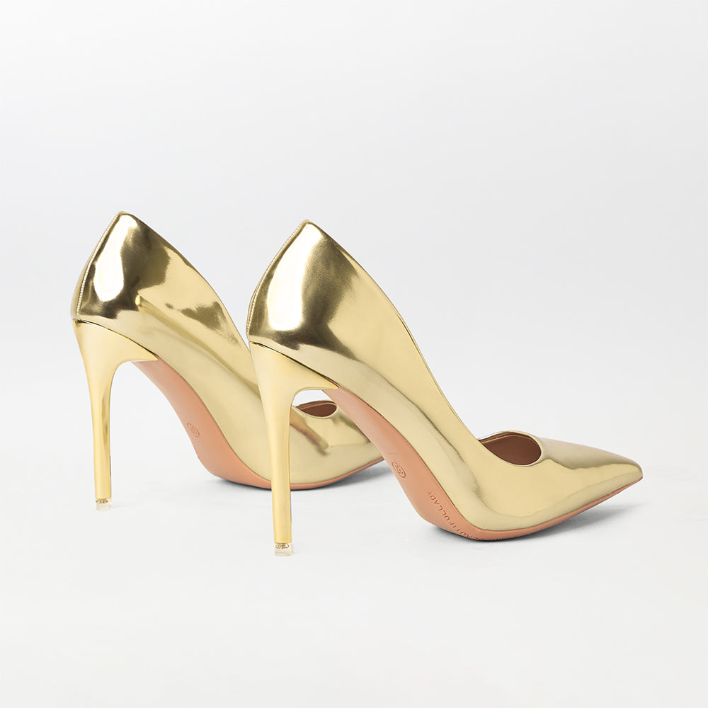 Shop Pointed Toe Metallic High Heels Court Shoes (CH222)