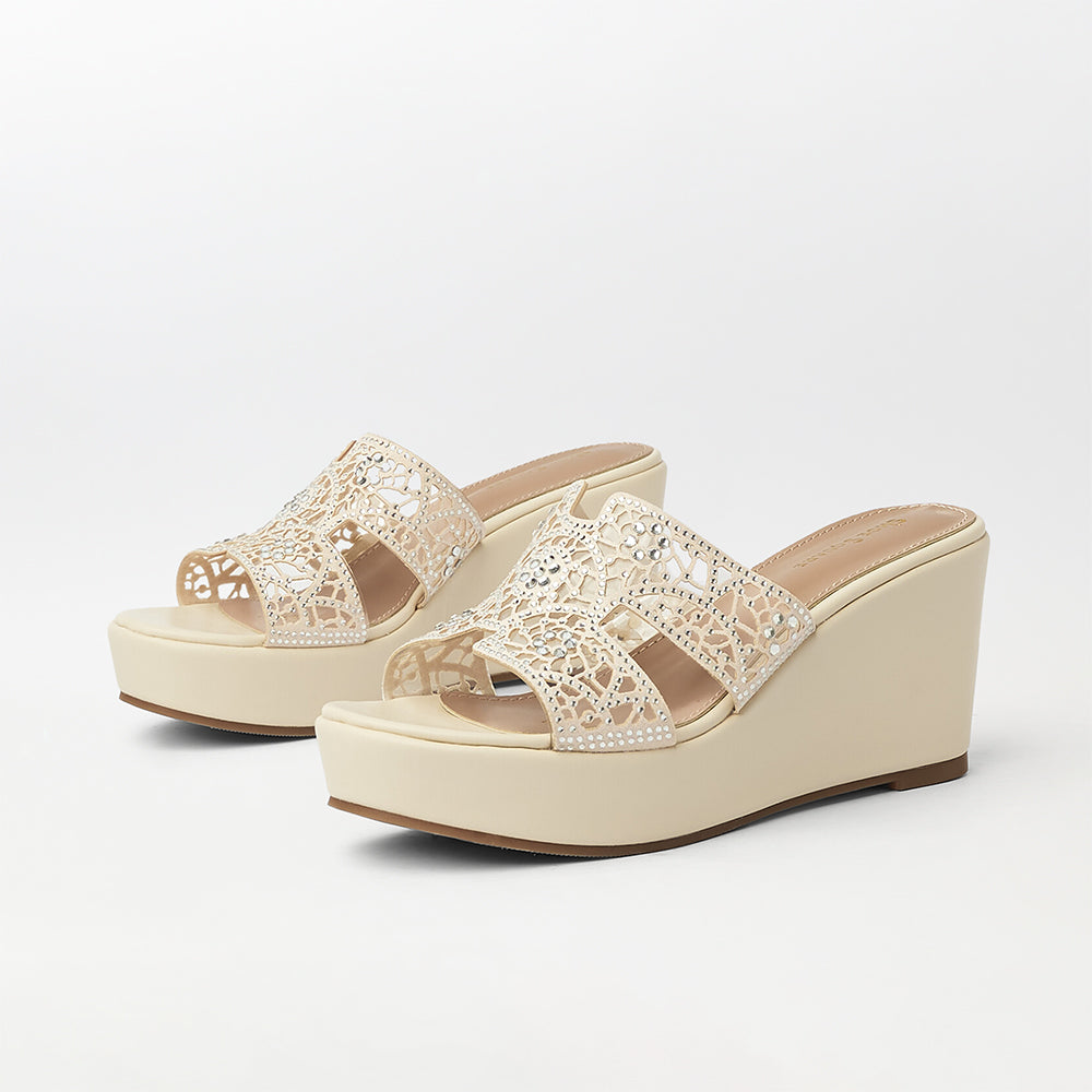 Stone Embellished Wedge Heels - (FS29)