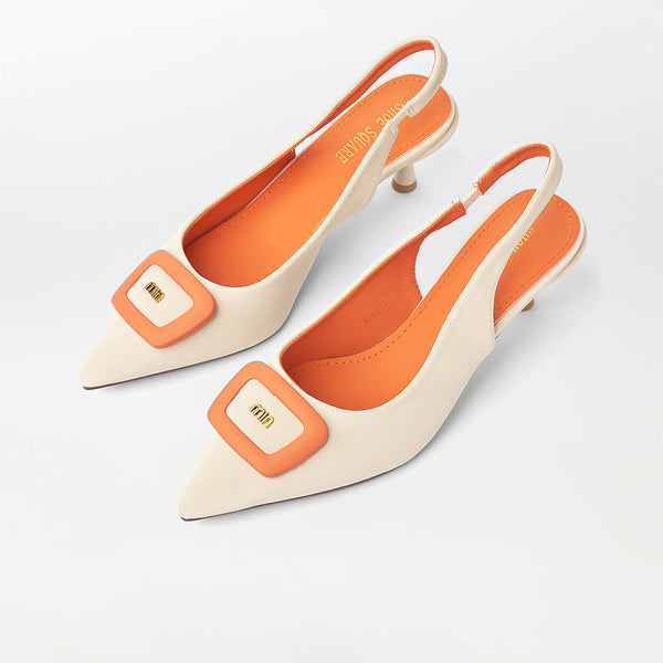 Two-Tone Slingback Heel Sandals (CH173)