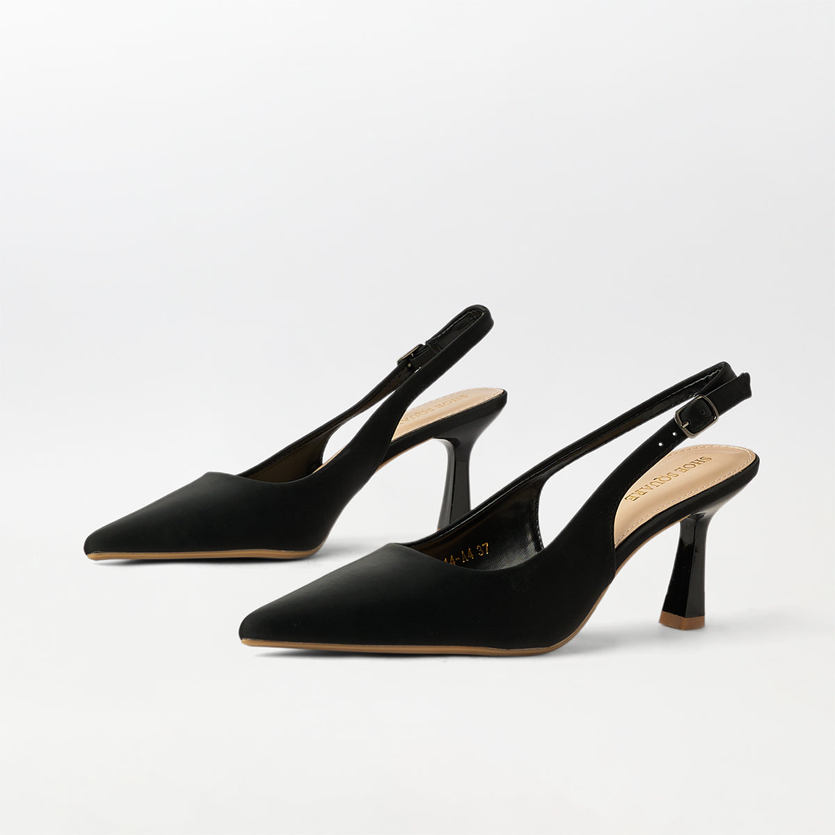 Slingback Kitten Heels Lemon Black - (CH245)