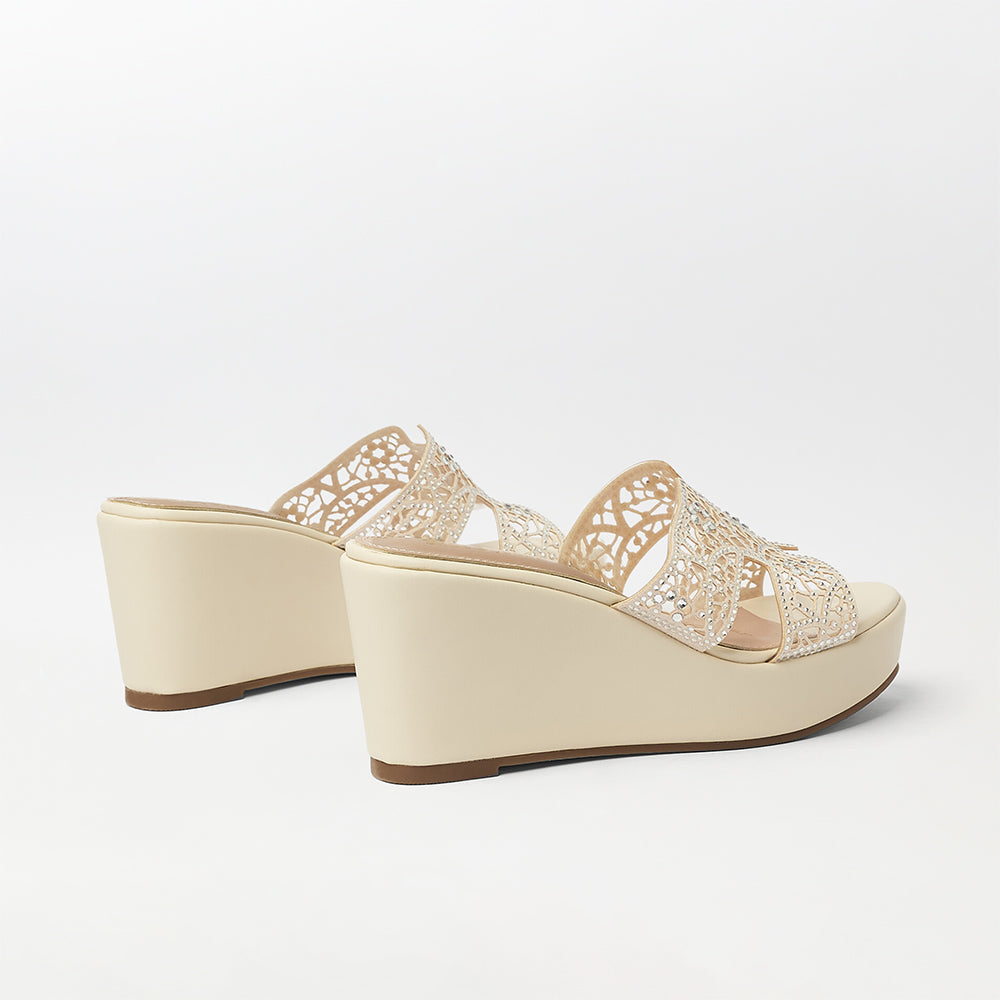 Stone Embellished Wedge Heels - (FS29)