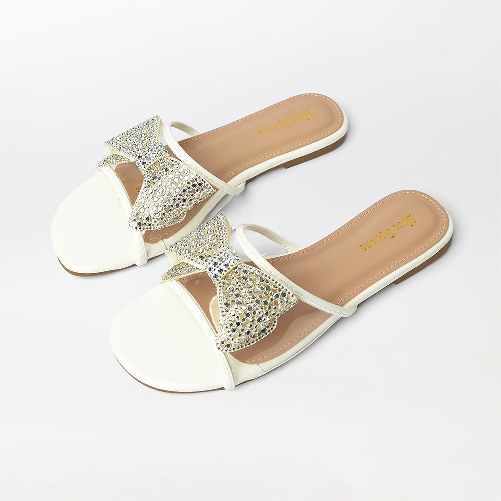 Bow Embellished Flat Slippers - (FS16)