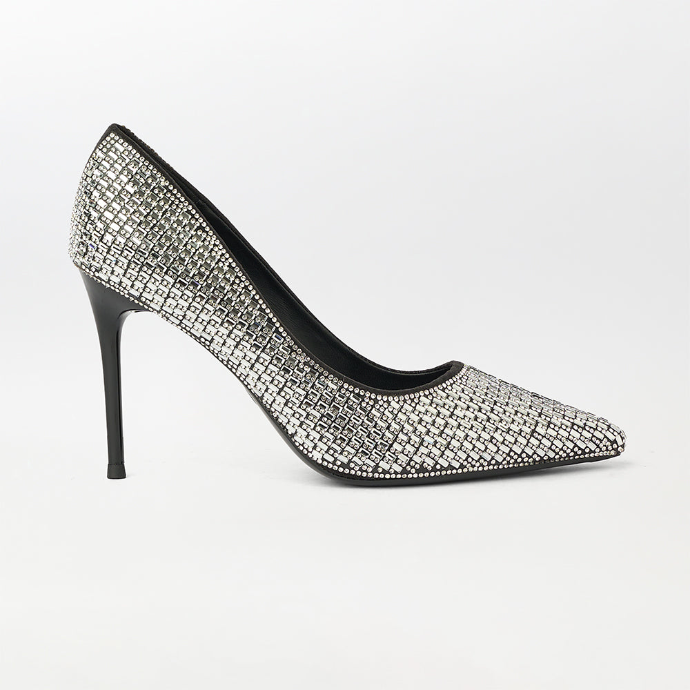 Stones Embellished High Heels Court Shoes - (CH221)