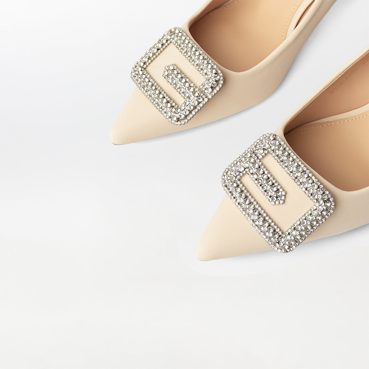 Buckle Embellished Court Shoes Beige - (CH240)