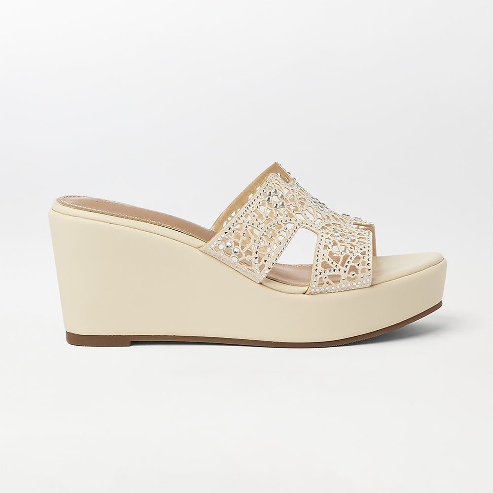 Stone Embellished Wedge Heels - (FS29)