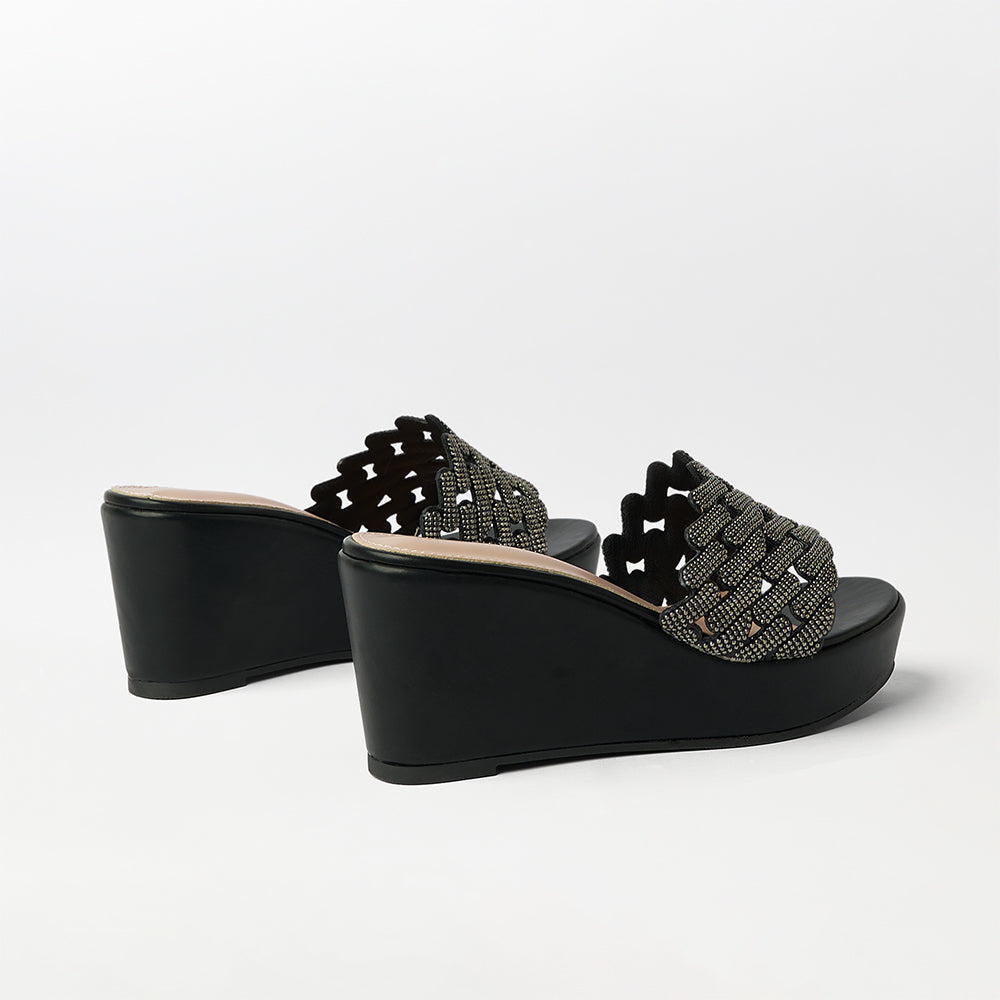 Embellished Cut Work Wedge Heels - (FS30)