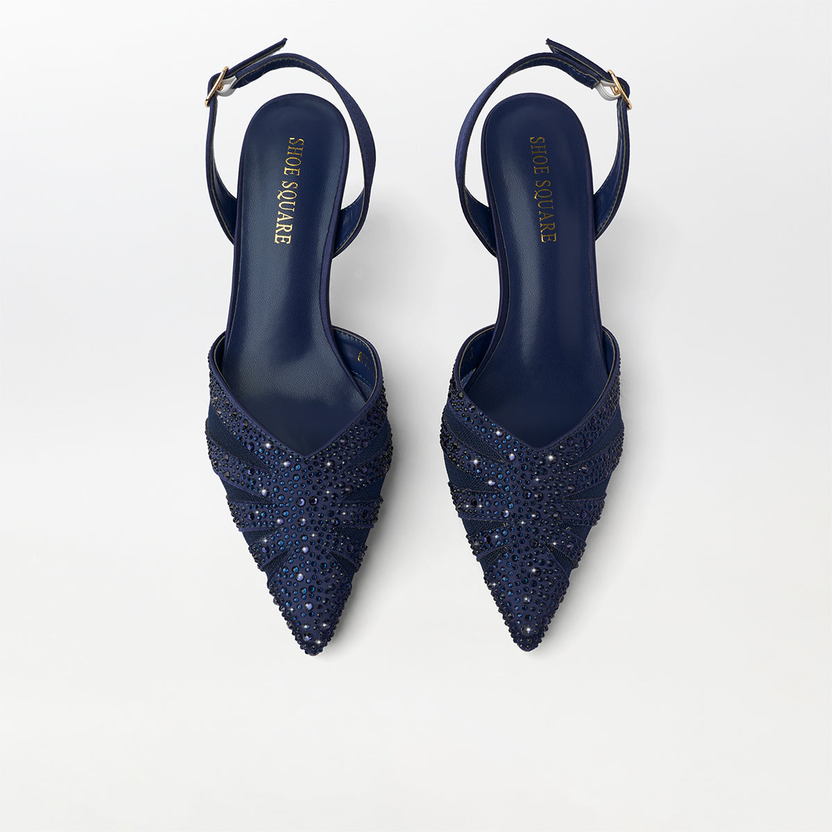 Embellished Stripe Slingback Sandal Heels - CH299