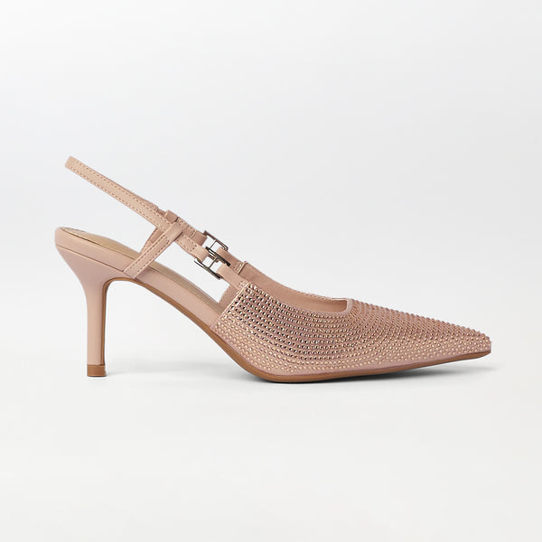Embellished Slingback Kitten Heels Pink - (CH277)
