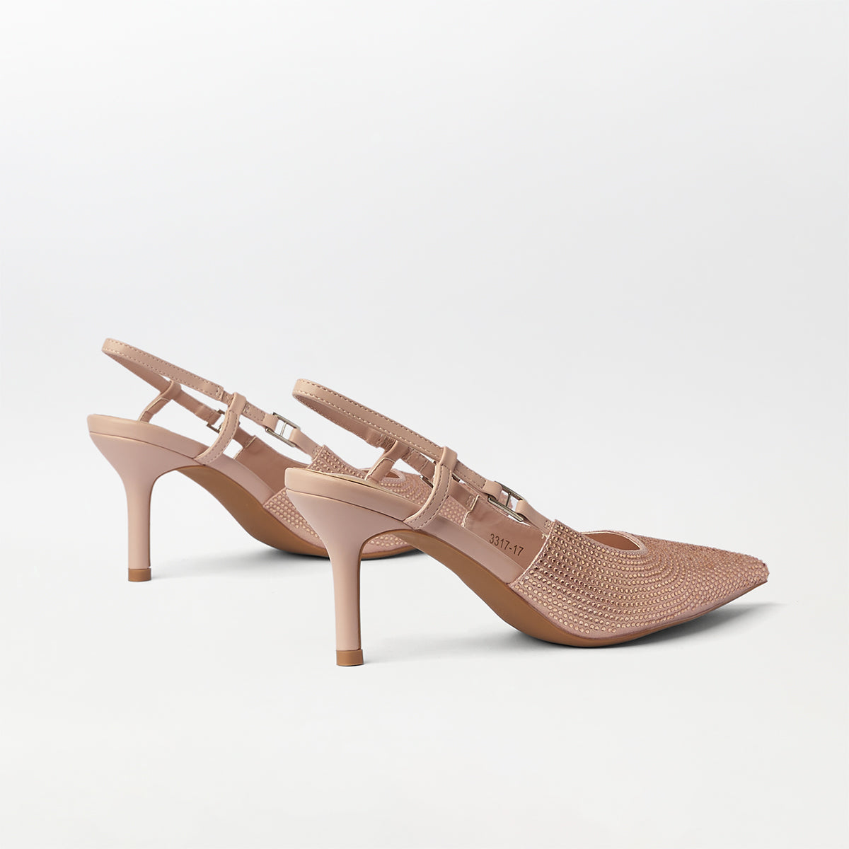 Embellished Slingback Kitten Heels Pink - (CH277)