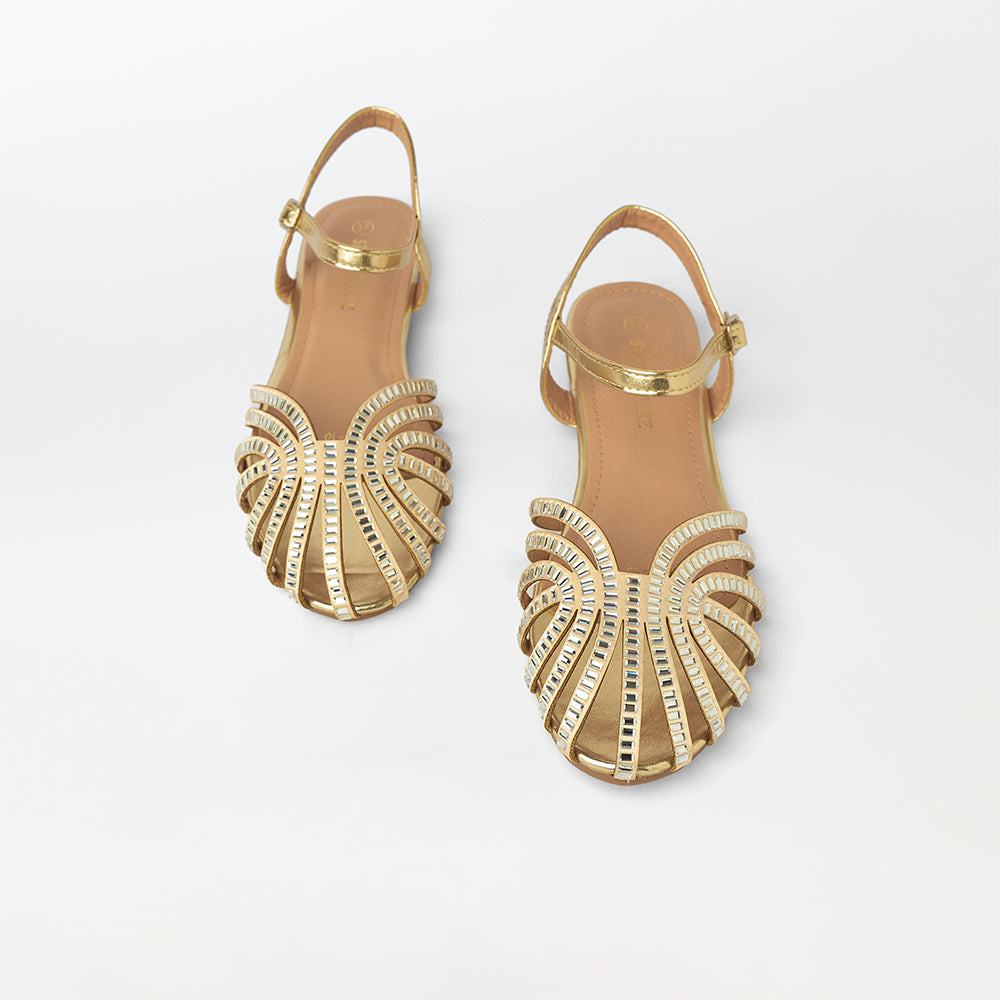 Rhinestone Embellished Cage Sandals - (FS72)