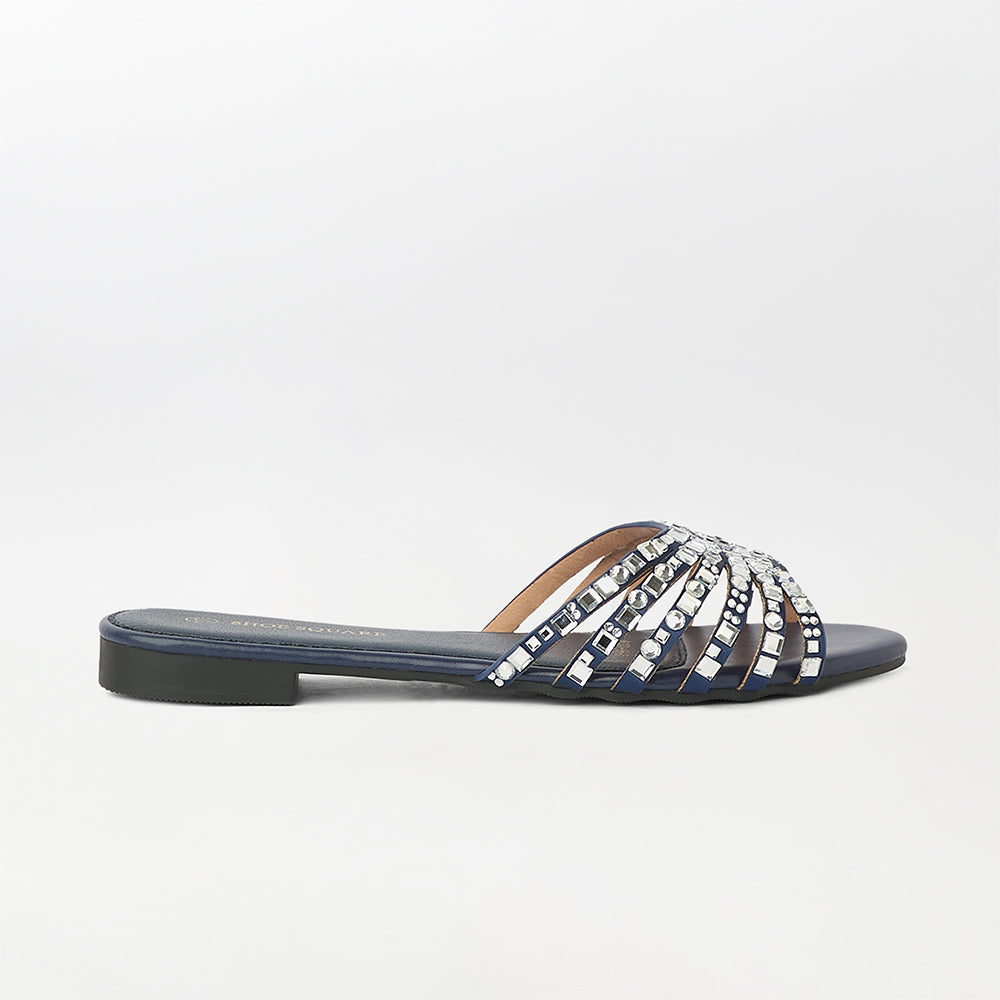 Crystal Embellished Flat Slippers - (FS64)