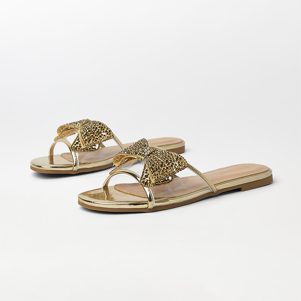 Bow Embellished Flat Slippers - (FS15)