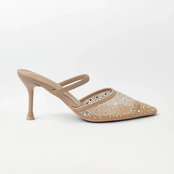 Mesh stone embellished - Short Heels(CH104)