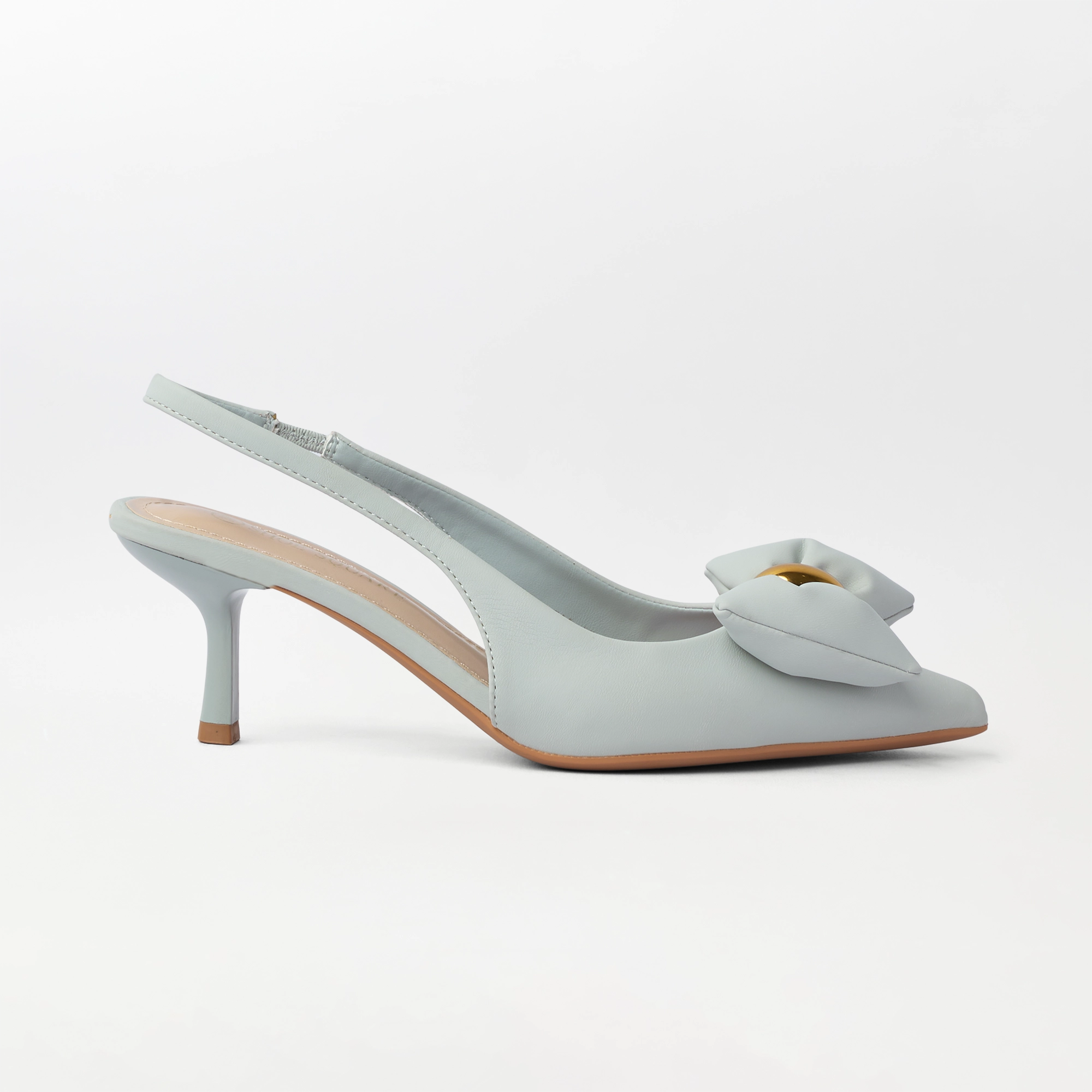 Kitten Heel Bowtie Slingback Sky - (CH343)