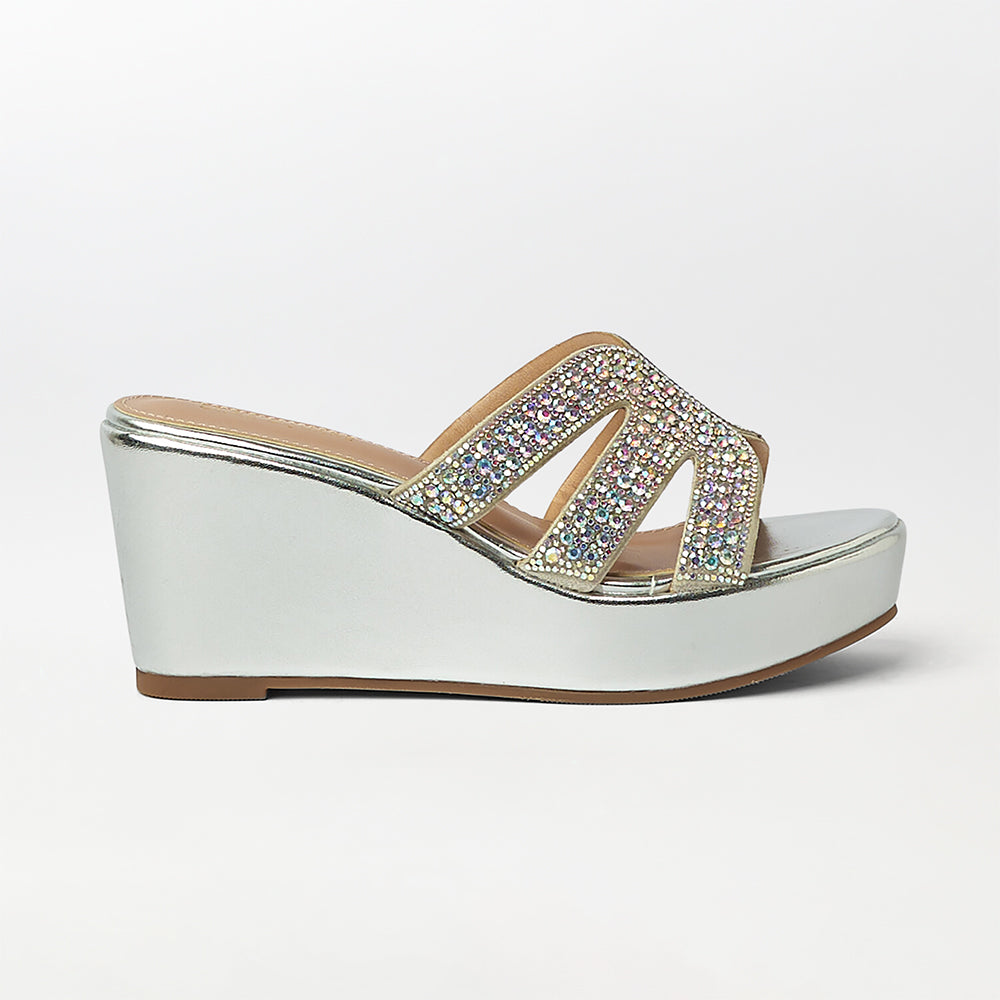 Stone Embellished Wedge Heels - (FS25)