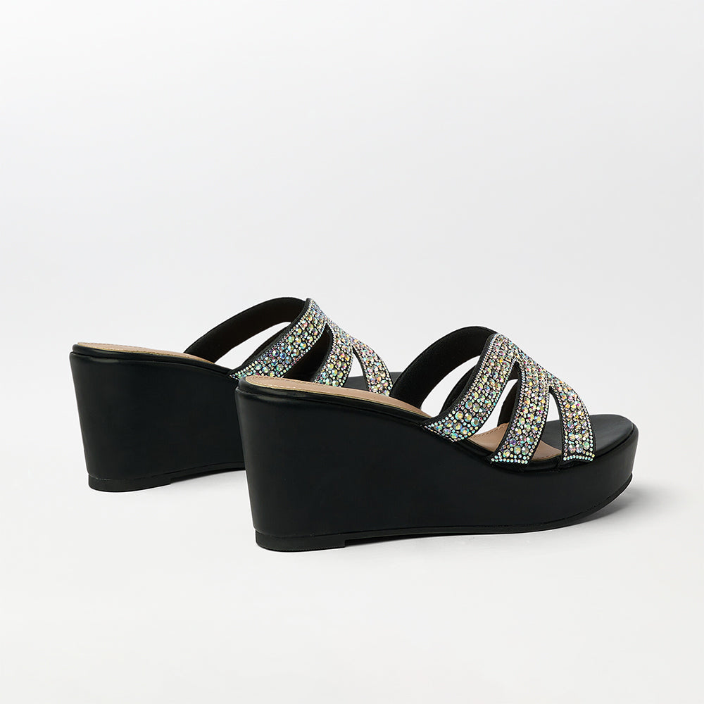 Stone Embellished Wedge Heels - (FS23)