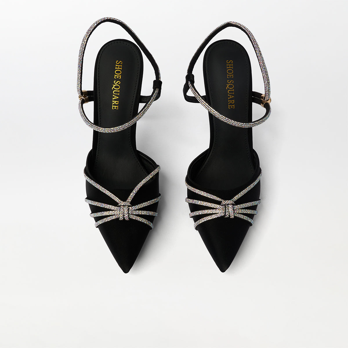 Embellished High Heel Black Sandals - (CH279)
