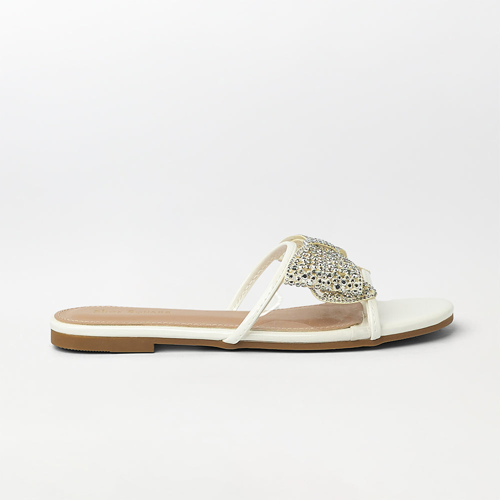 Bow Embellished Flat Slippers - (FS16)