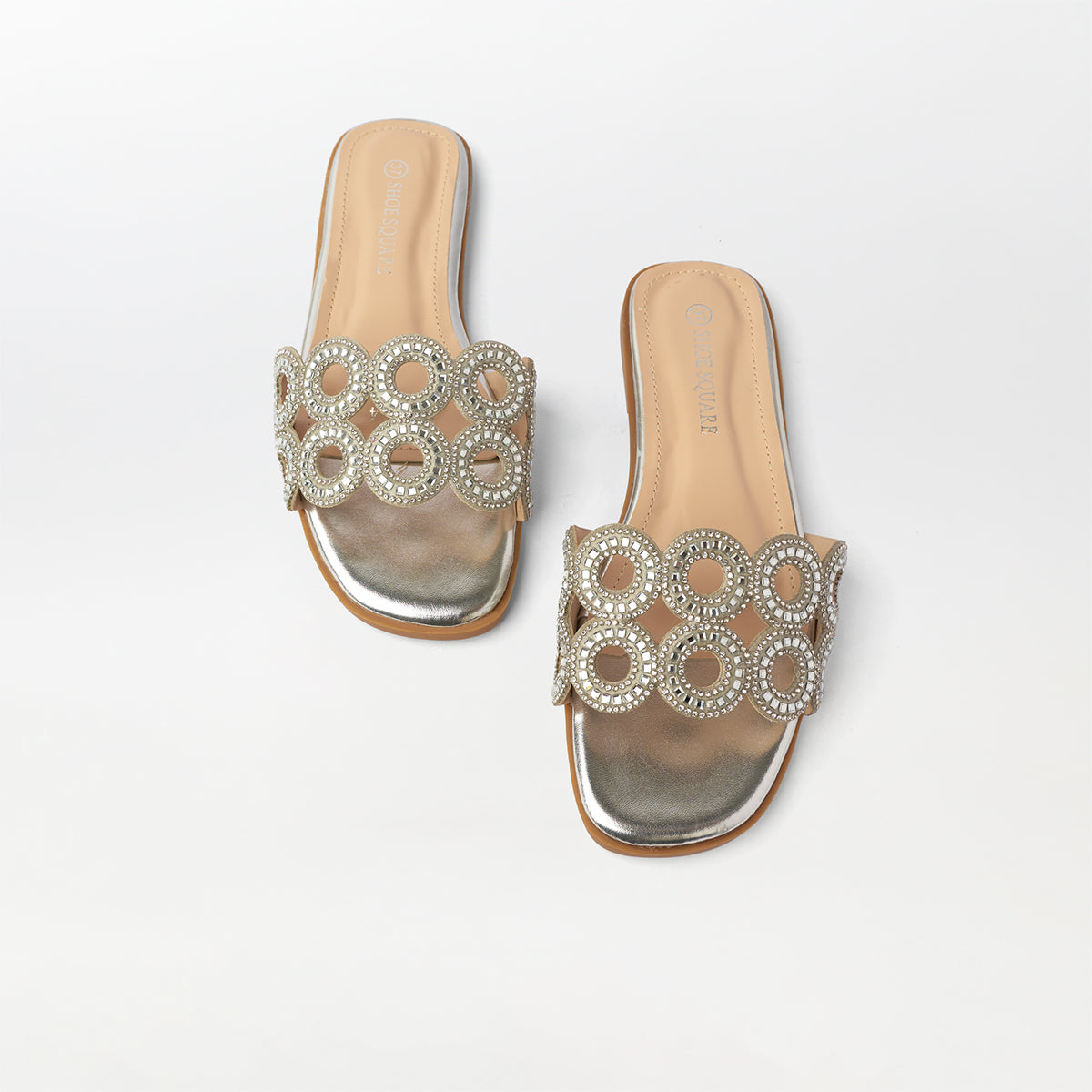 Stone Embellished Flat Slippers - (FS77)