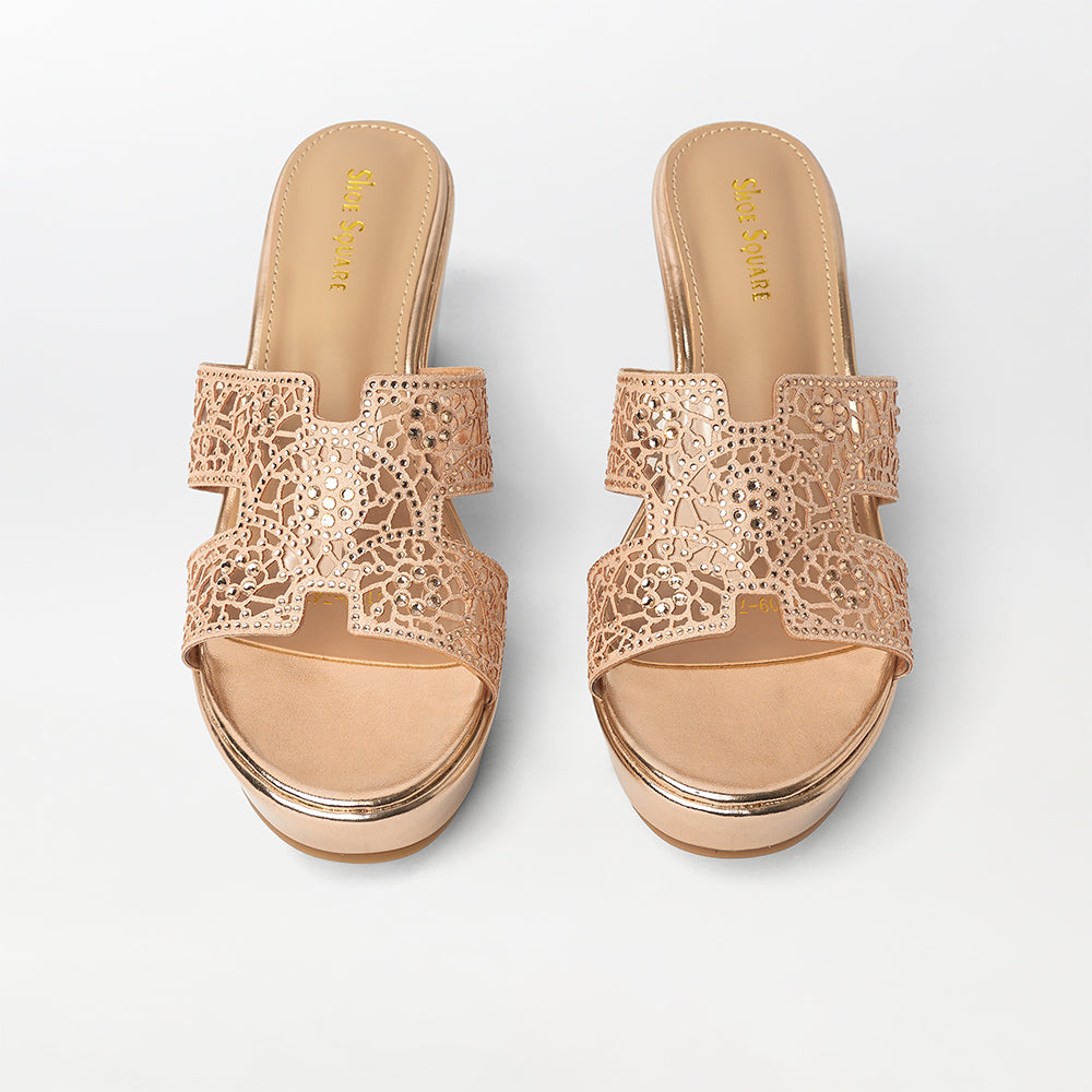 Stone Embellished Wedge Heels - (FS27)