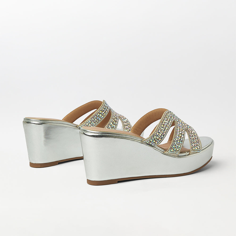 Stone Embellished Wedge Heels - (FS25)