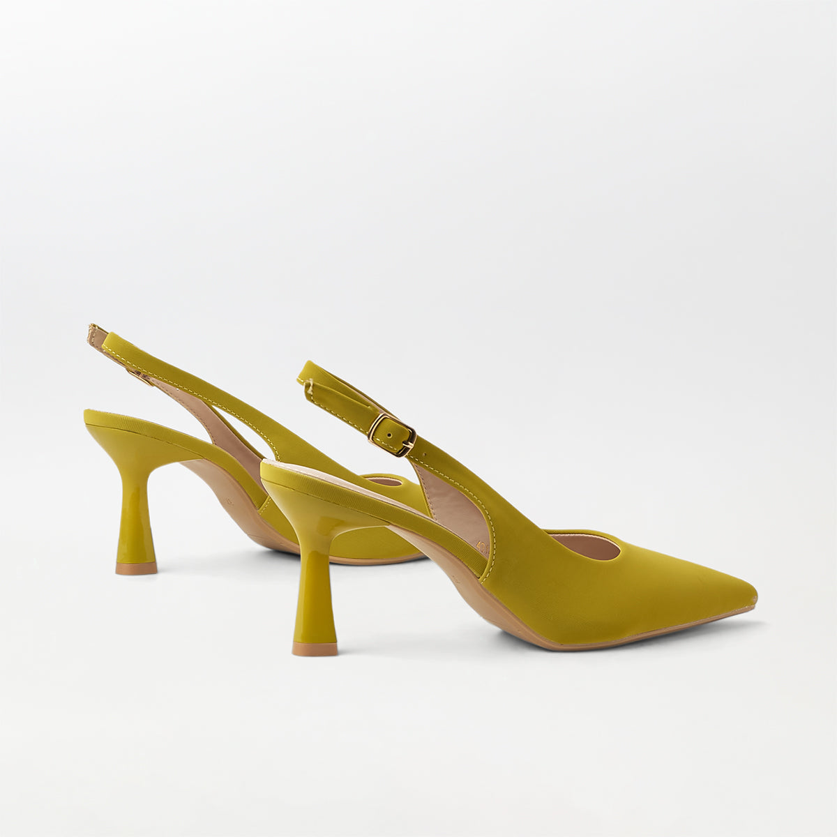 Slingback Kitten Heels Lemon Green - (CH246)