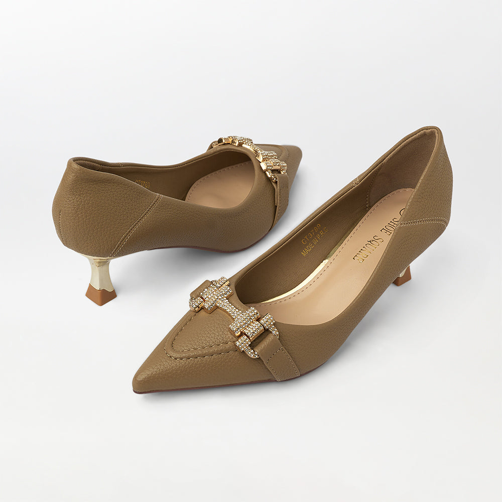 Embellished Soft Leather Court Shoes (CH170)
