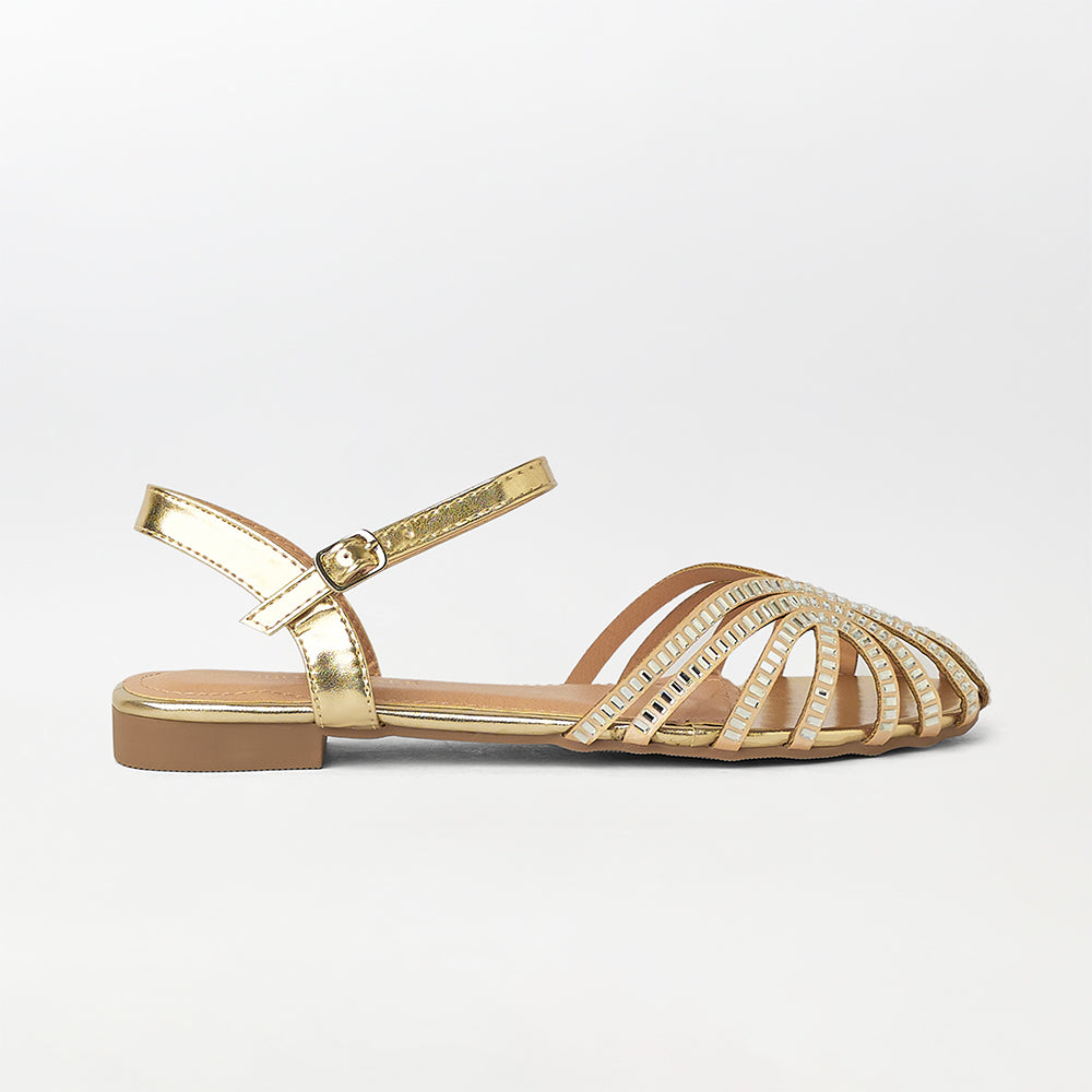 Rhinestone Embellished Cage Sandals - (FS72)
