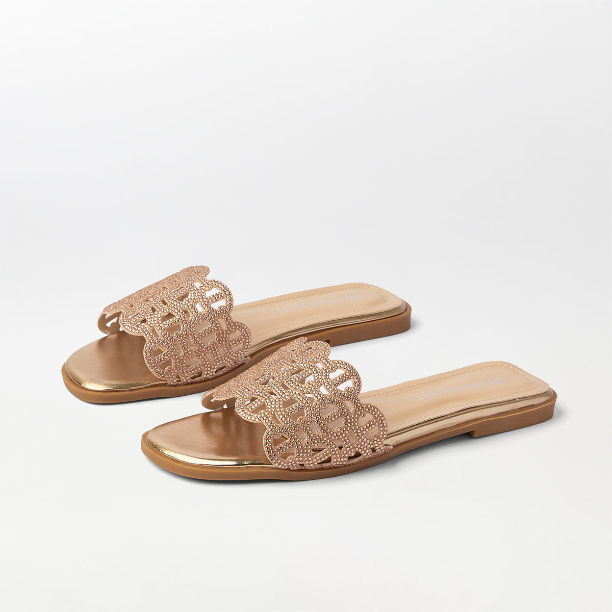Embellished Cut Work Flat Slippers - (FS86)