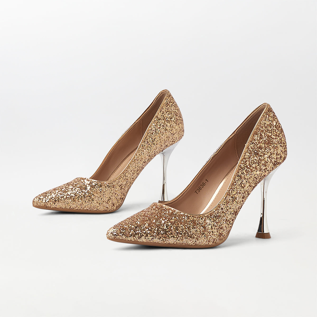 Glitter Stiletto High Heels Champagne - (CH267)