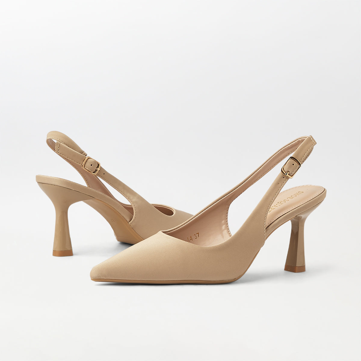Slingback Kitten Heels Beige - (CH244)