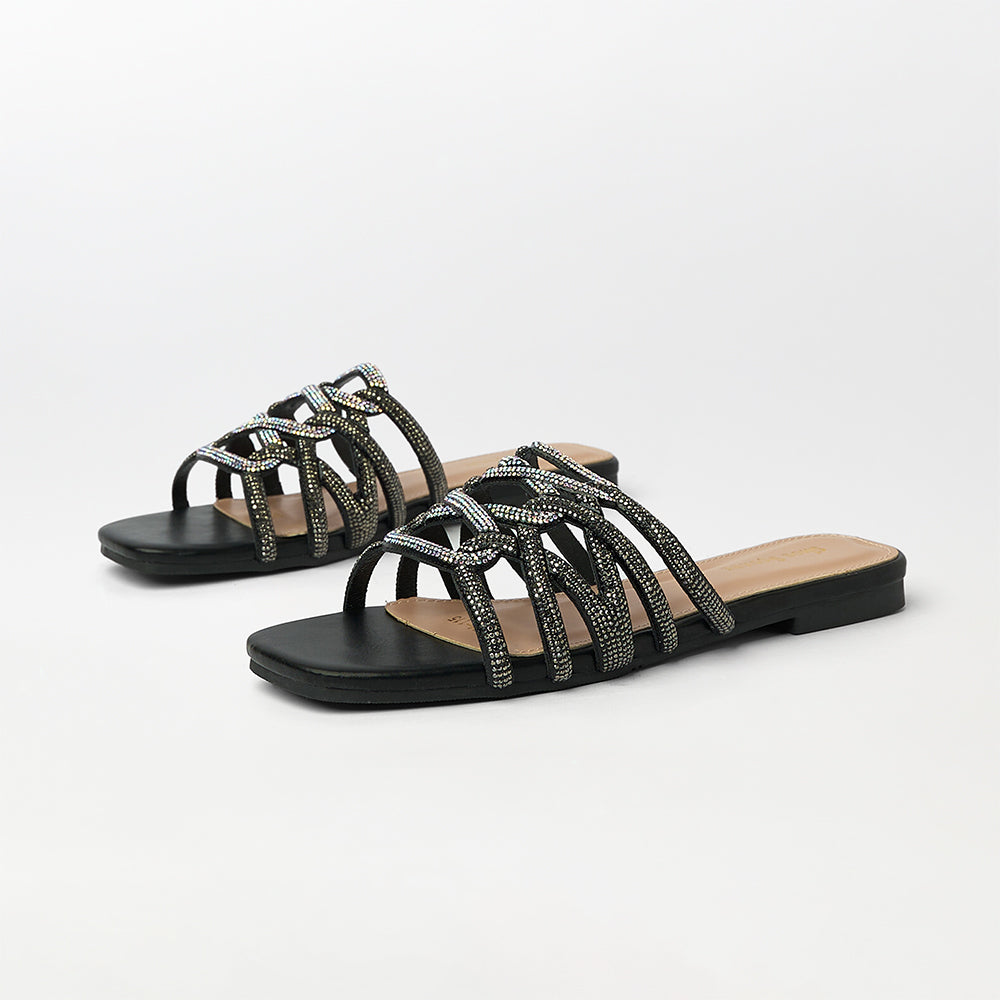 Stones Embellished Flat Slippers - (FS21)