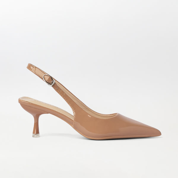 Slingback Kitten Heels Dark Apricot - (CH295)