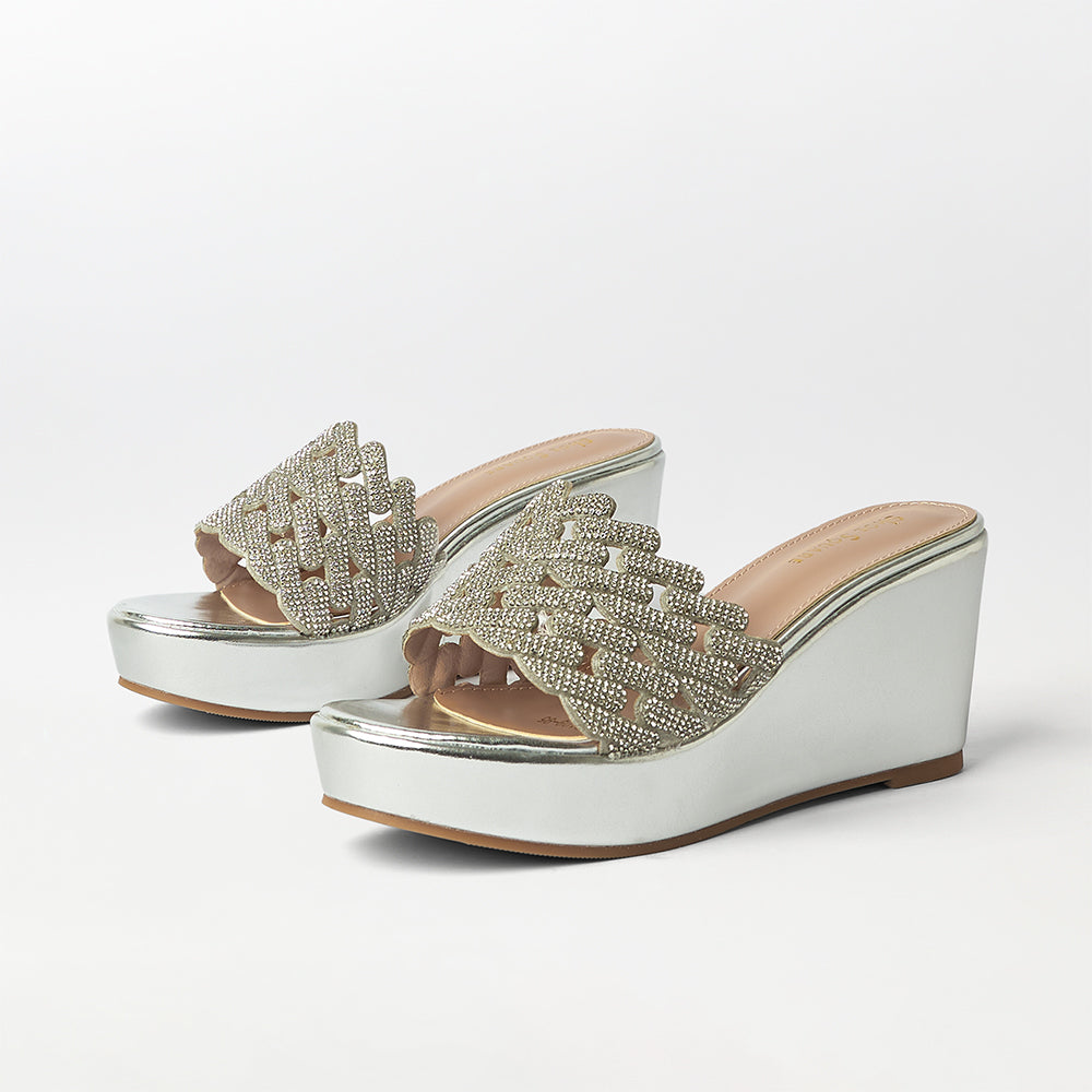 Embellished Cut Work Wedge Heels - (FS31)