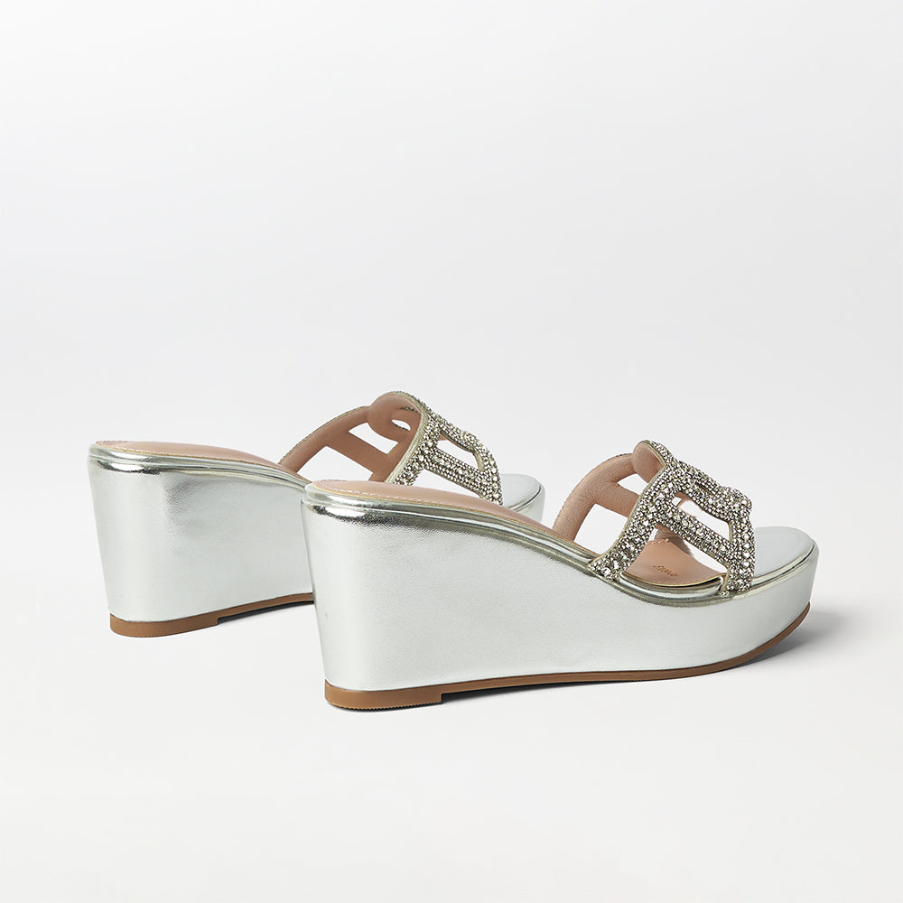 Embellished Cut Work Wedge Heels - (FS33)