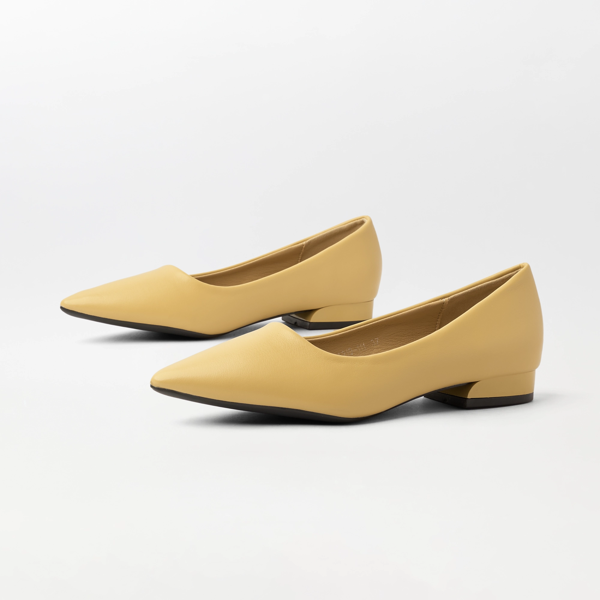 Pointed Toe Block Heel Pumps Yellow - (FS96)