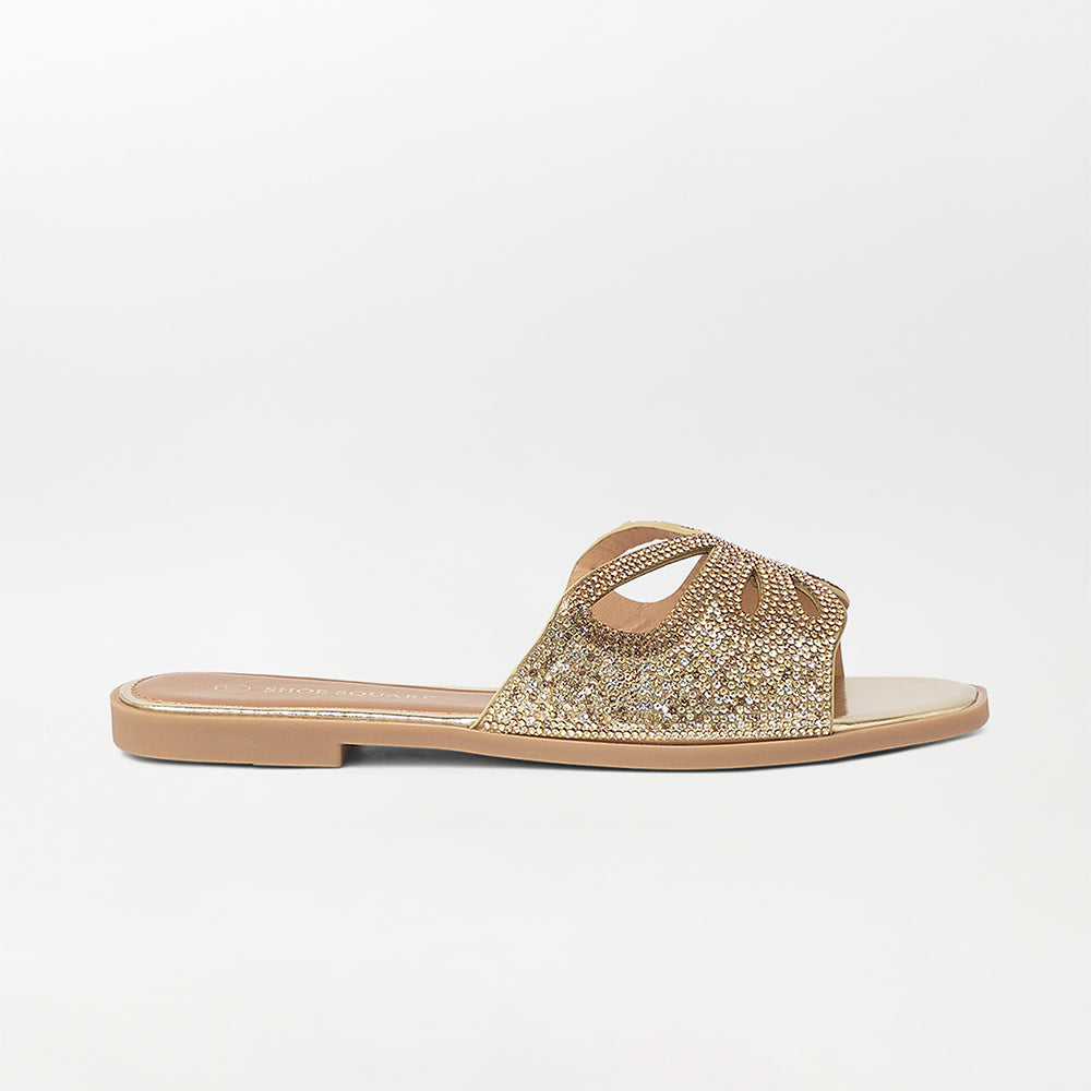 Rhinestone Embellished Butterfly Flat Slippers - (FS66)