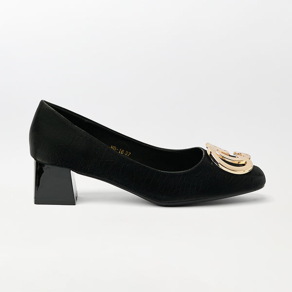 Block Heel Embellished Court Shoes (CH178)