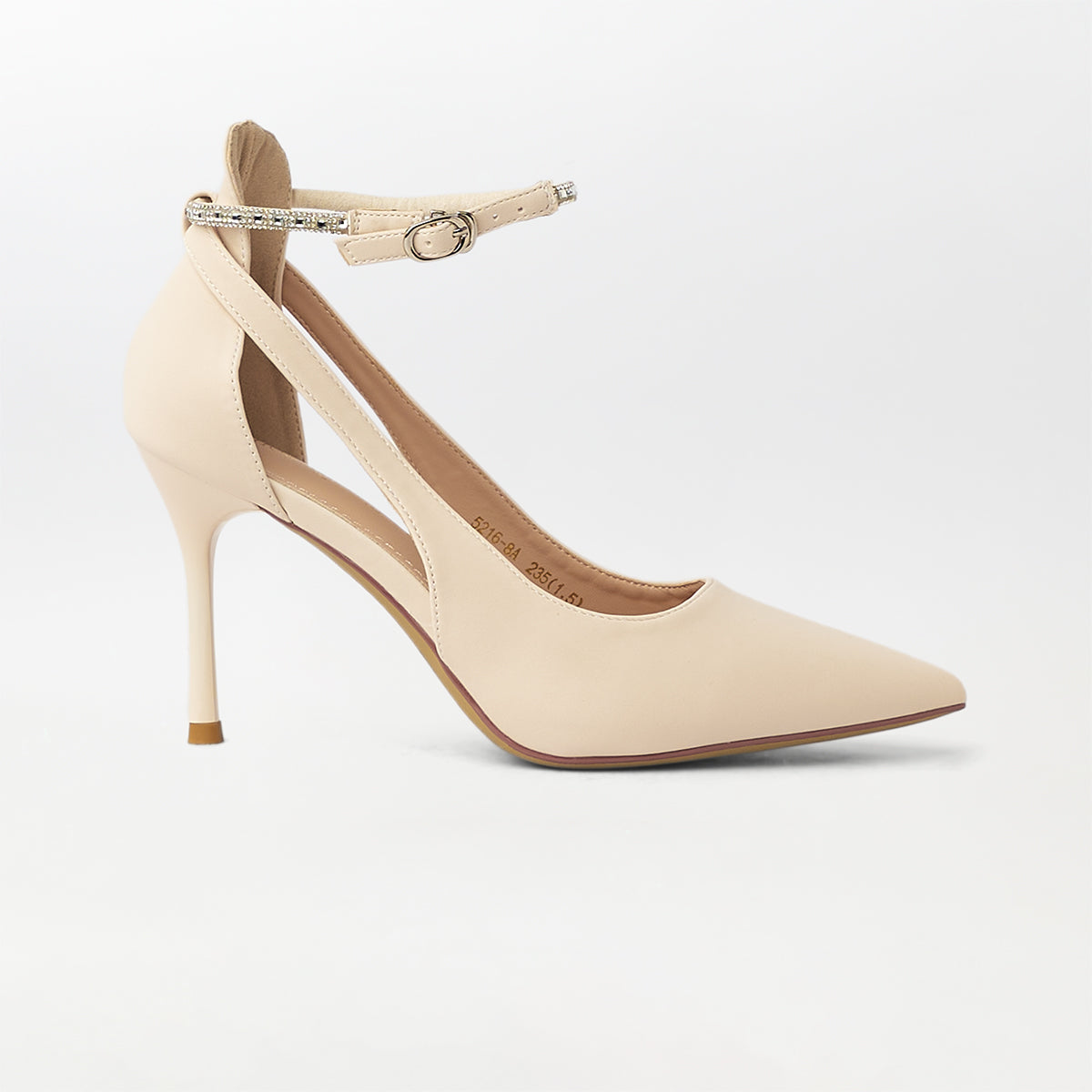 Matt Finished Slingback High Heels Beige - (CH234)