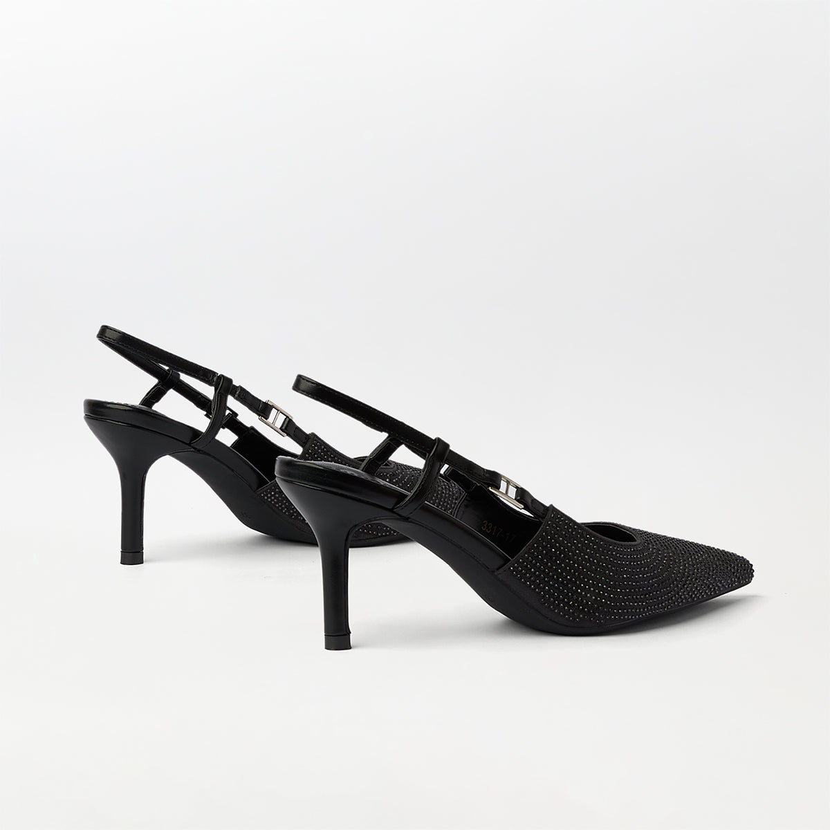 Embellished Slingback Kitten Heels Black - (CH275)