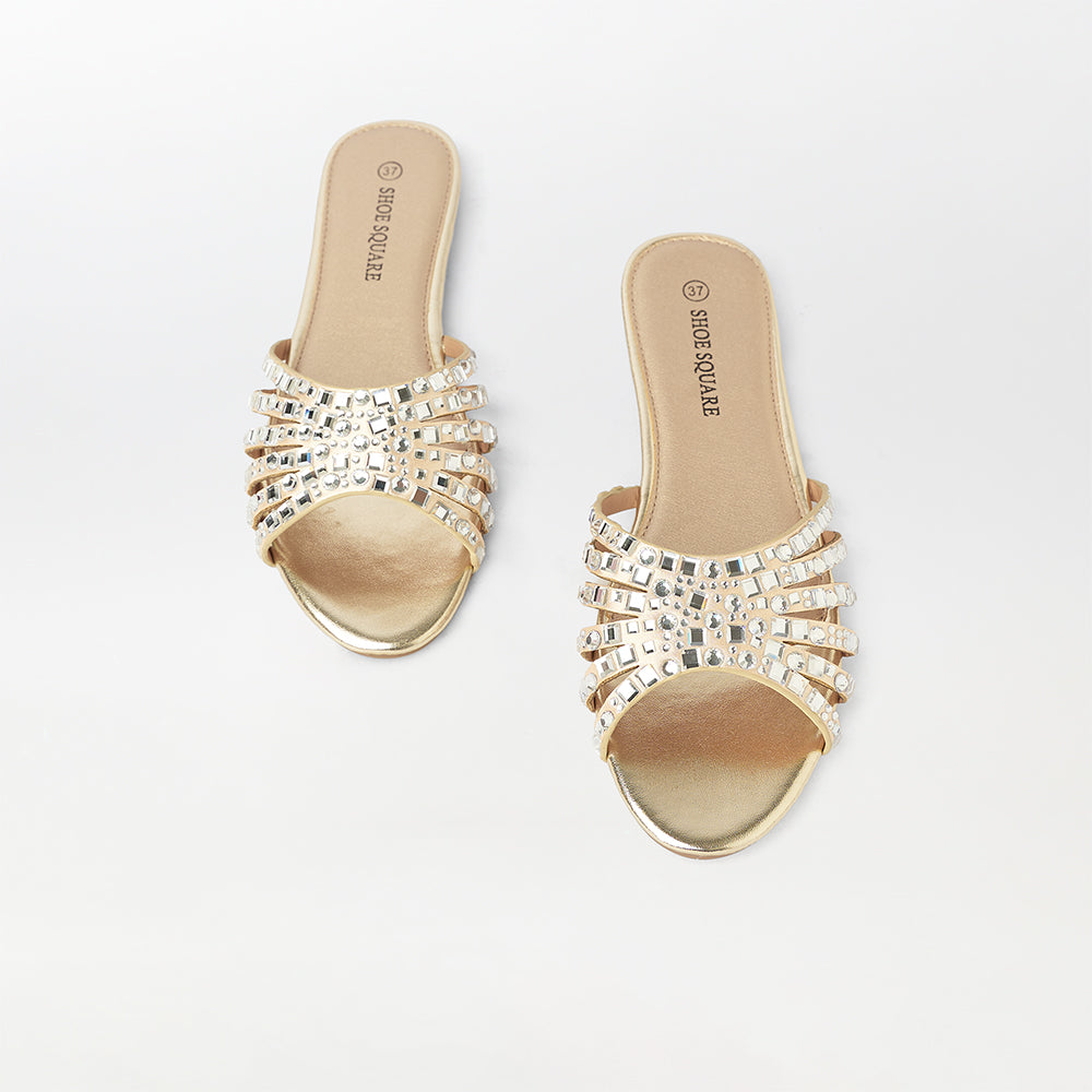 Crystal Embellished Flat Slippers - (FS63)