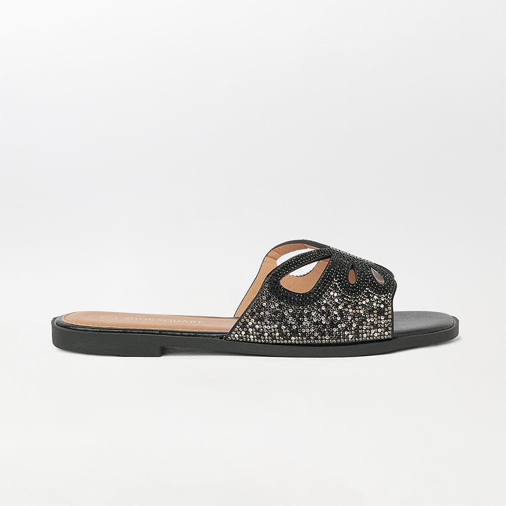 Rhinestone Embellished Butterfly Flat Slippers - (FS67)