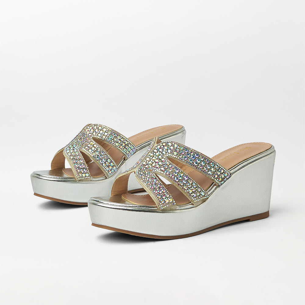 Stone Embellished Wedge Heels - (FS25)