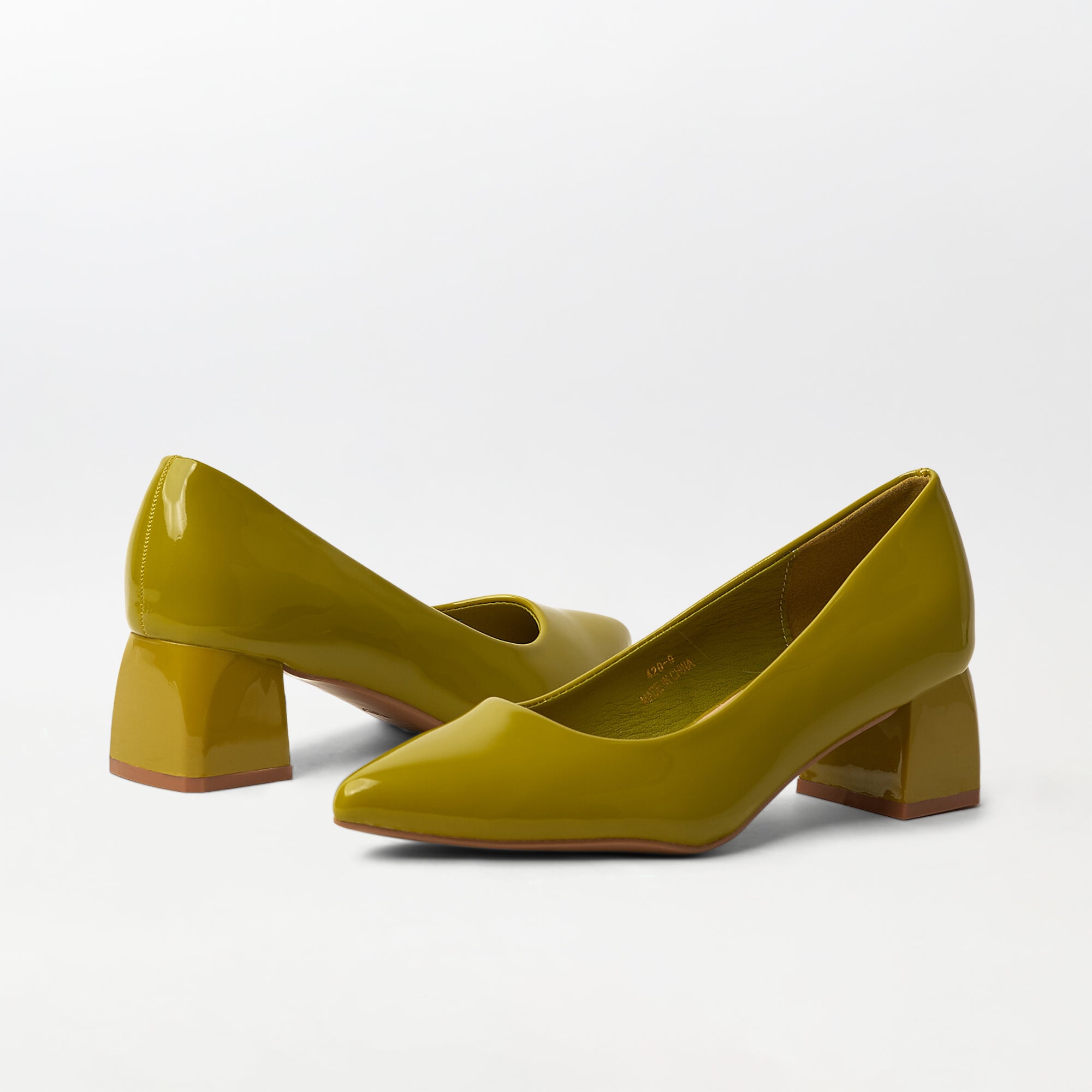 Patent Block Heel - Green (CH147)