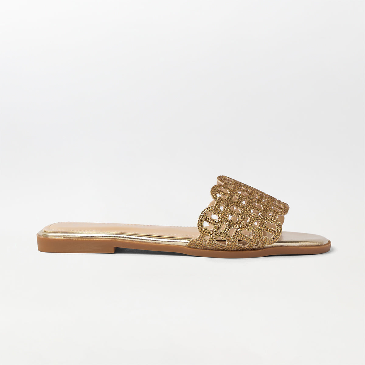 Embellished Cut Work Flat Slippers - (FS87)