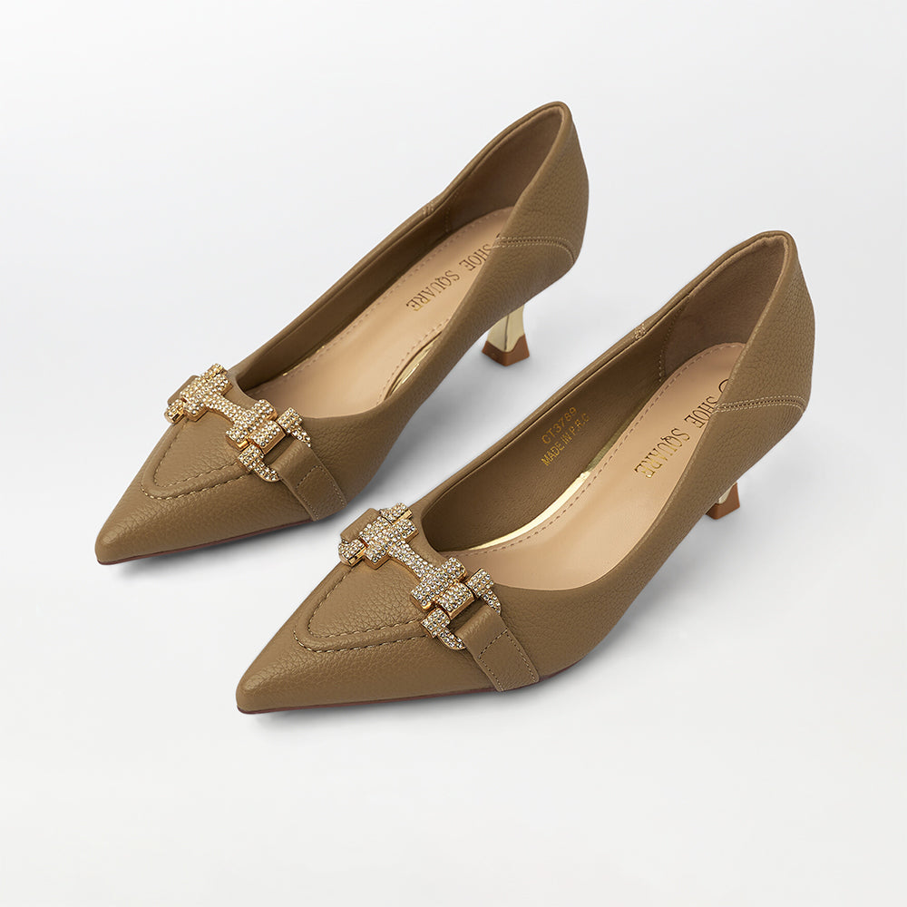 Embellished Soft Leather Court Shoes (CH170)